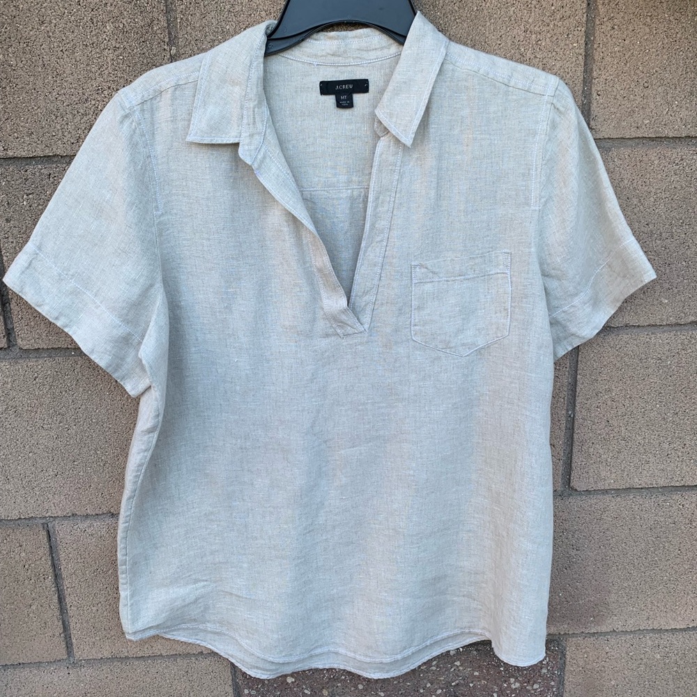 SOLD NWOT J.Crew V-Neck Linen Blouse in Wheat size Medium Tall